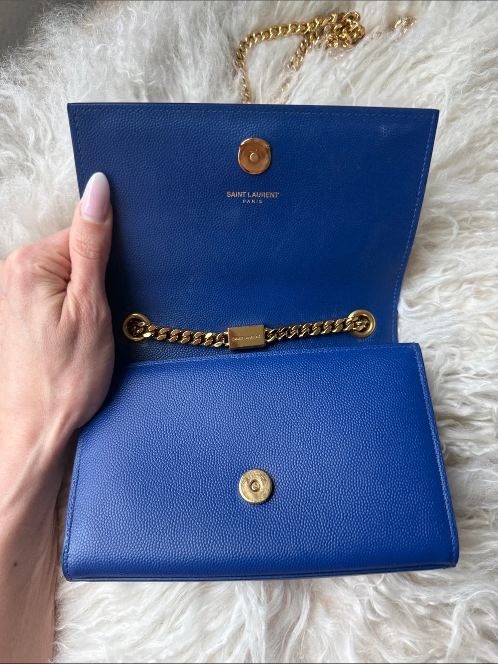 Saint Laurent Royal Blue YSL Monogram Chain Crossbody - Picture 7 of 9